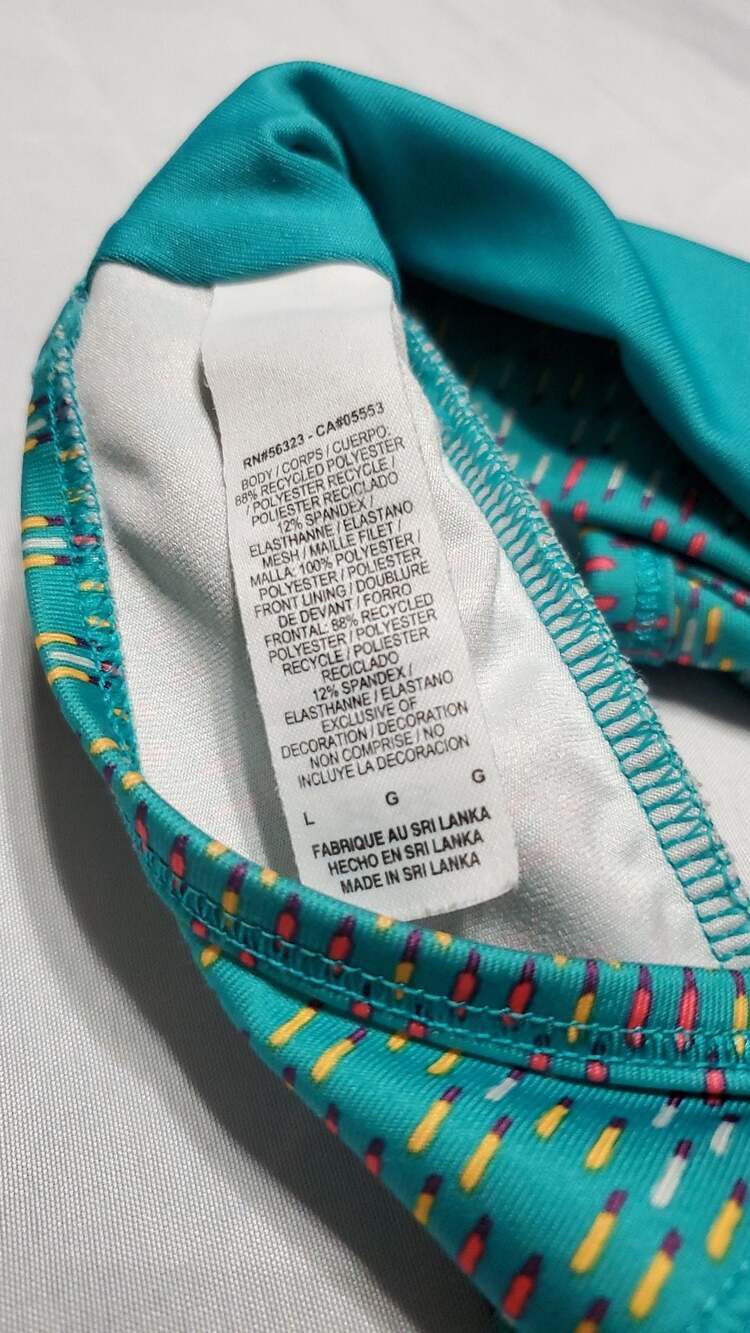 Nike Pro Classic Dri-FIT Racerback Sports Bra Teal Orange Pattern Size L - Picture 4 of 5